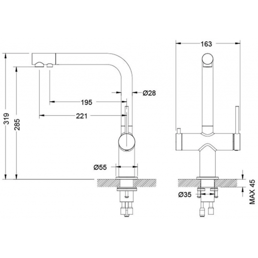 Смеситель для кухни AQUATEK Европа AQ1385CR однорычажный хром